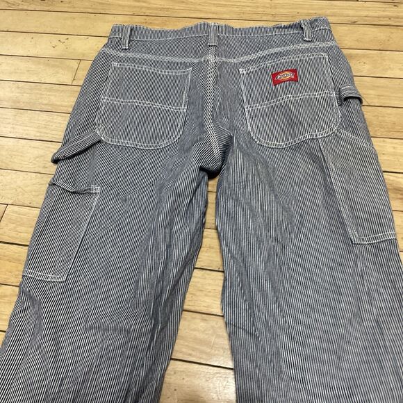 Dickies Hickory Stripe Carpenter Pants Women Juniors 5 27 Navy White Y2k Skate - Picture 4 of 16